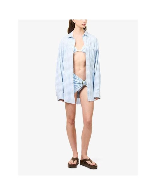 Cheap Monday Blue La Jolla Checked Stretch-Cotton Shirt