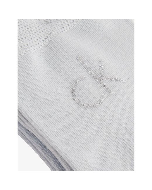 Calvin Klein White Branded Pack Of Two Woven Socks