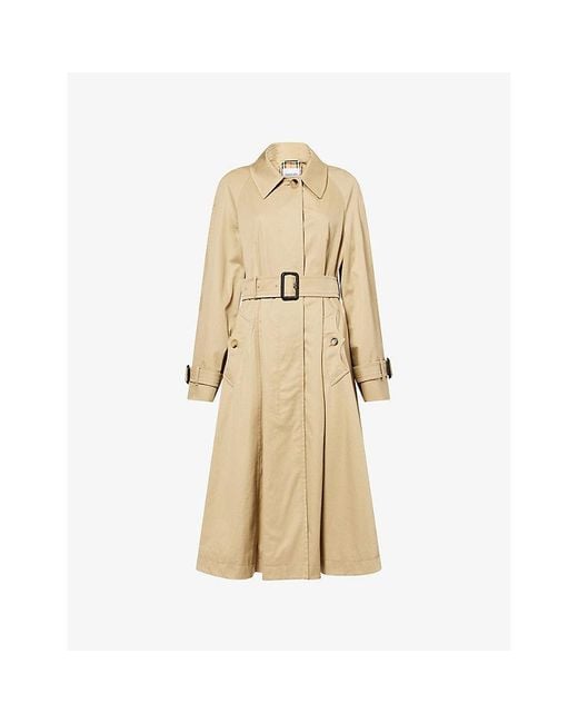 Burberry Natural Ellingham Flared Cotton Trench Coat