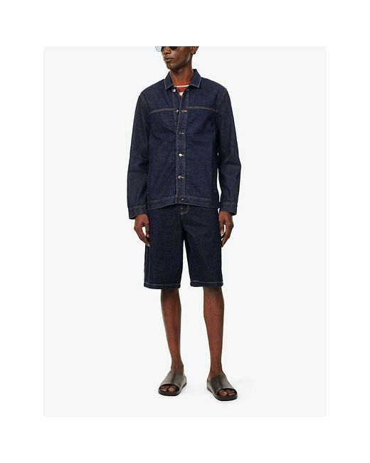 Sunspel Blue Contrast-Stitch Regular-Fit Denim Jacket for men