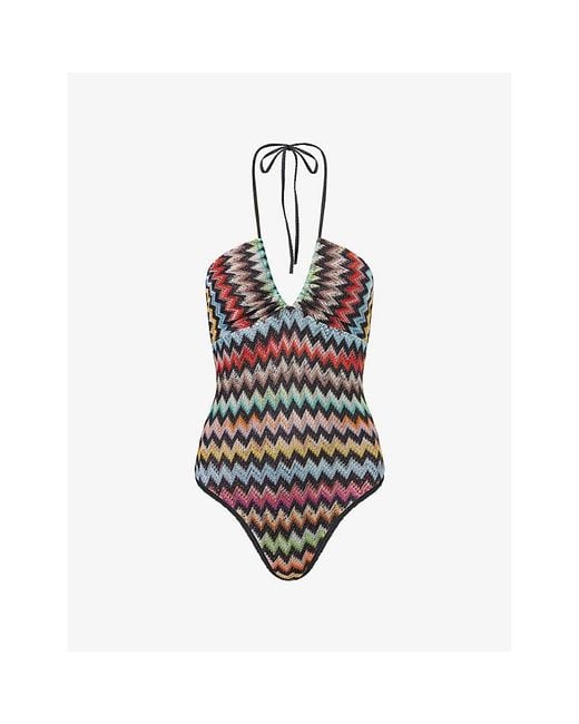 Missoni White Zig-Zag Pattern Swimsuit