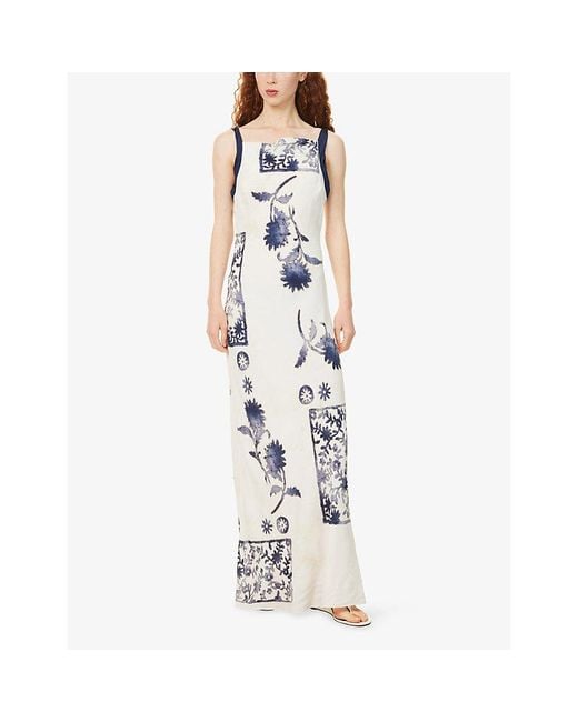 Sir Metallic Phillipa Scoop-Back Silk-Blend Maxi Dress