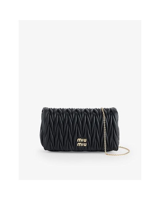 Miu Miu Black Matelassé Miniborse Leather Top-handle Bag
