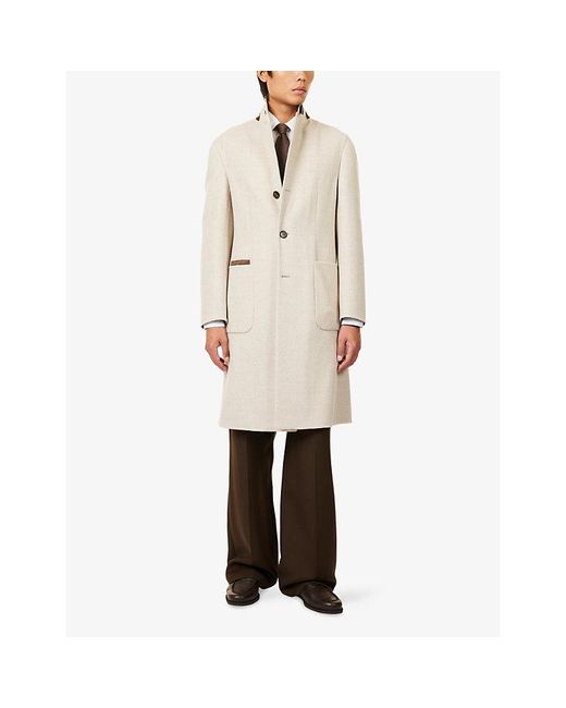 Dunhill Natural Notched-Lapel Wool Chesterfield Coat for men