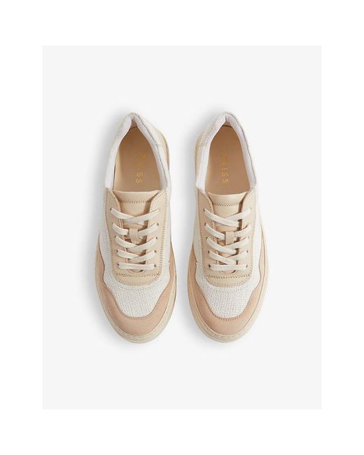 Reiss Natural Asha Canvas And Suede Low-top Trainers