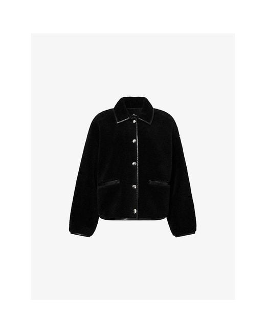Anine Bing Black Camden Collared Fleece Jacket