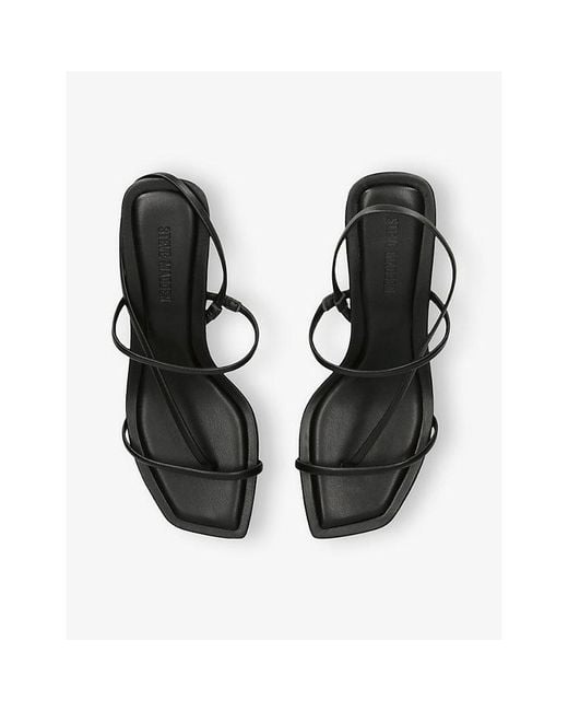 Steve Madden Black Locke Faux-Leather Heeled Sandals