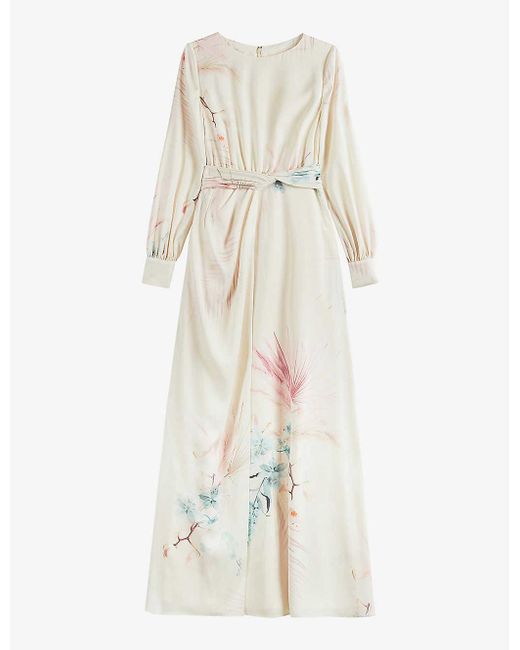 Ted Baker Natural Rioni Floral-print Stretch-crepe Maxi Dress
