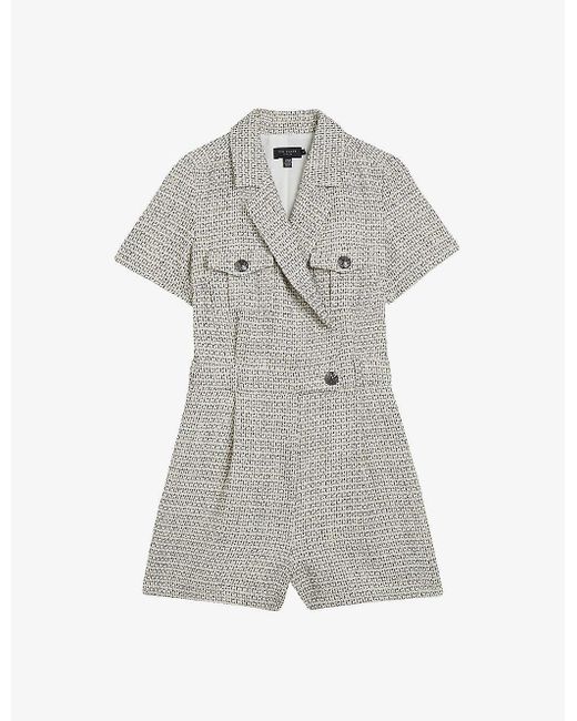 Ted Baker Gray Osamud Wrap-over Boucle Playsuit