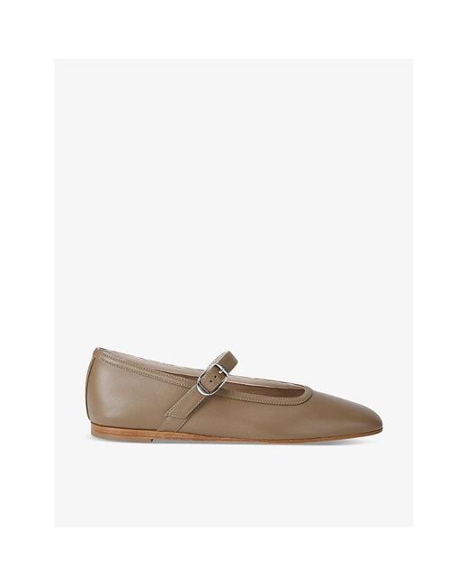 Le Monde Beryl Brown Mary Jane Leather Ballet Flats