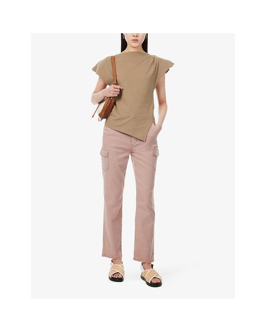 PAIGE Pink Drew Straight-leg High-rise Stretch-woven Trousers