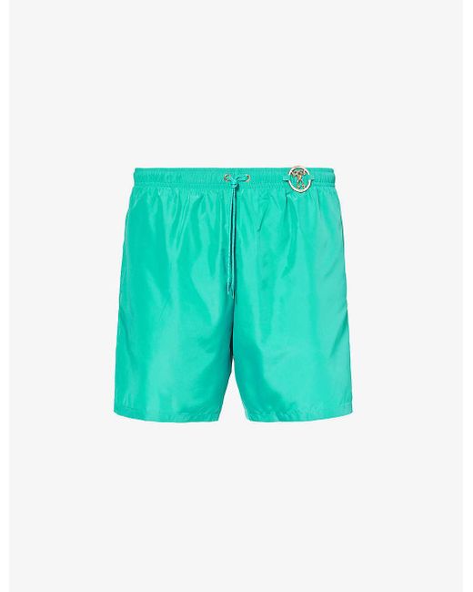 Moschino Green Branded-hardware Drawstring-waist Swim Shorts for men