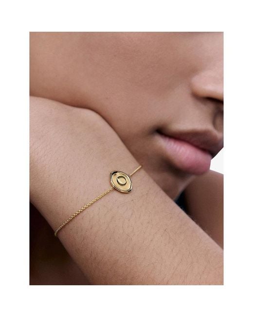 Monica Vinader Metallic Initial-O Stamp 18Ct-Vermeil Chain Bracelet