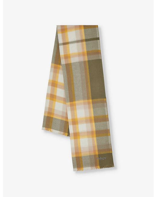 Mulberry Natural Mega Check Embroidered Lambswool And Cashmere-blend Scarf