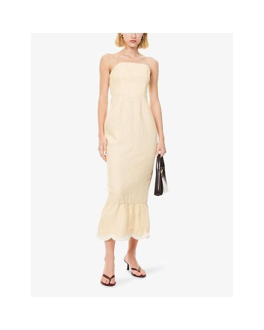 Posse Natural Essie Strapless Linen Midi Dress