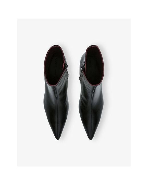 Khaite Black Sybil 40 Glazed-Leather Ankle Boots