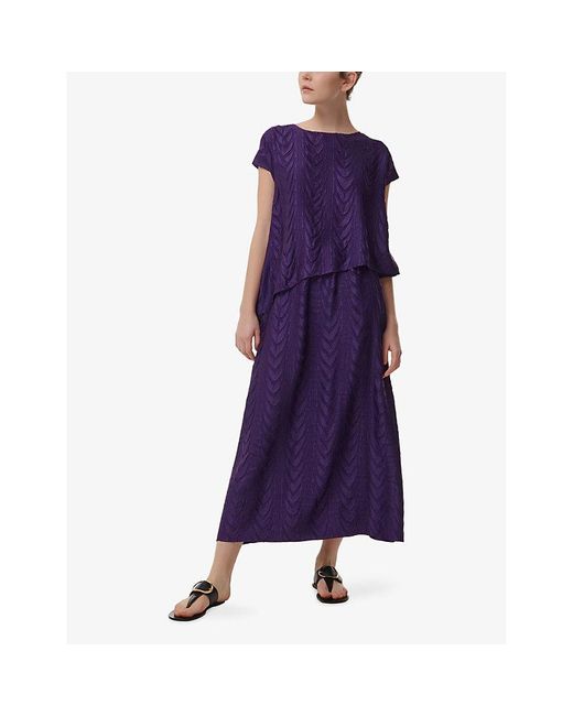 eem Purple Geometric-Pattern Plisse Woven Maxi Skirt
