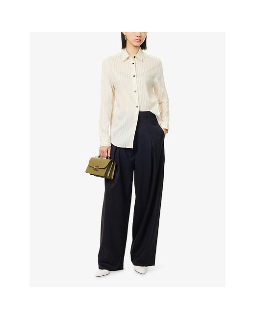 ME+EM Blue Extreme Tapered-Leg Pleated Wool Trousers