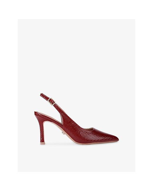 Carvela Kurt Geiger Red Corletta Slingback Faux-Leather Heeled Courts