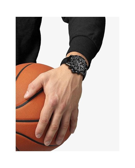 Tissot Black Supersport Nba Special Edition Pvd Coated Stainless-Steel Watch 45.5Mm for men
