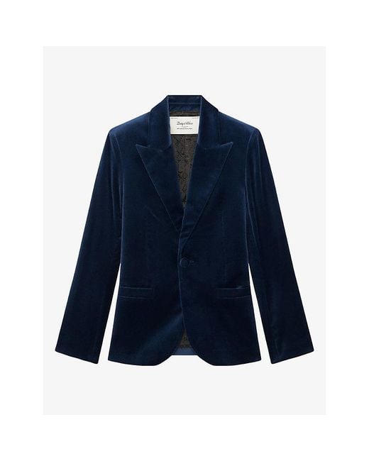 Zadig & Voltaire Blue Vavy Single-Breasted Velvet Blazer