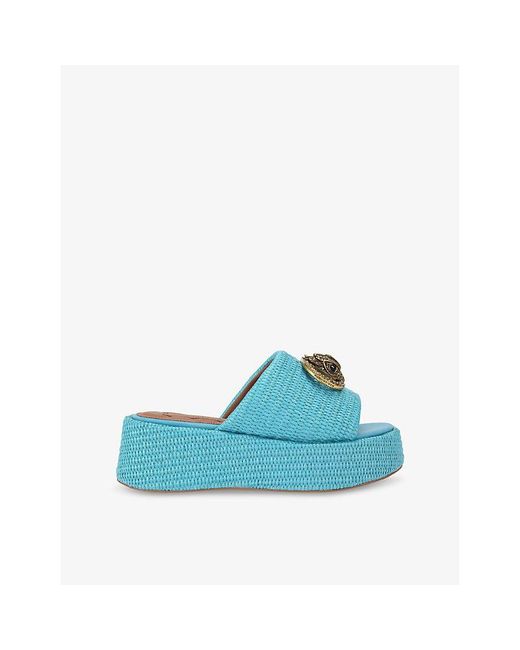 Kurt Geiger Blue Chelsea Logo-Embellished Woven Platform Sandals