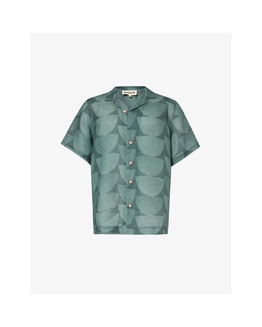 Marane Green Las Susana Abstract-print Linen Shirt for men