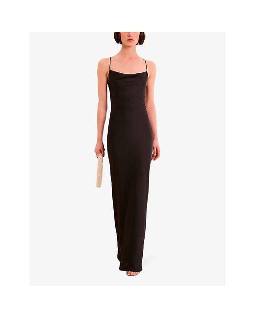 OMNES Black Ginny Cowl-Neck Woven Maxi Dress