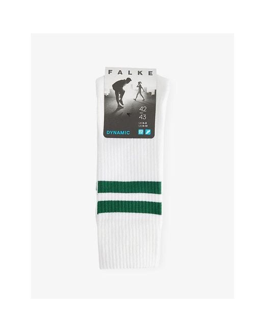 Falke White Dynamic Stripe-Trim Stretch-Cotton Socks for men