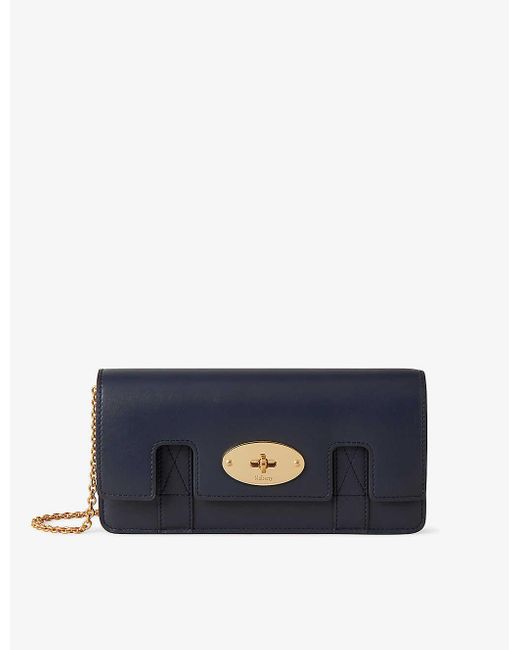 Mulberry Blue East West Bayswater Leather Clutch Bag