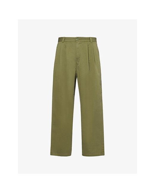 Carhartt Green Marv Brand-patch Wide-leg Relaxed-fit Cotton Trousers for men
