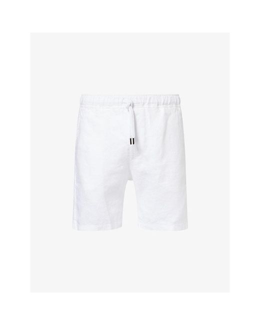 Derek Rose White Vienna Drawstring Linen Shorts for men