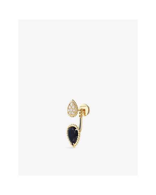 Boucheron White Serpent Bohème 18Ct- 1.10Ct Onyx And 0.16Ct Diamond Single Stud Earring