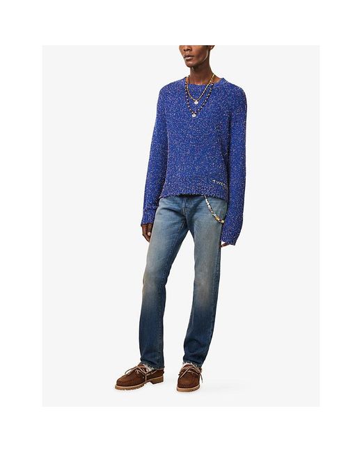 Twojeys Blue Boogie Speckled-Knit Cotton-Blend Jumper for men