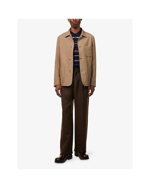 Paul Smith Brown Chore Collar Wool And Linen-Blend Jacket for men