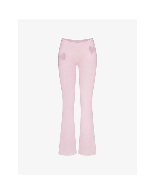 Skims Pink Heart Flared Cotton-Jersey Leggings