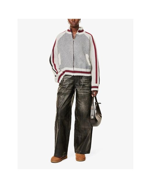Jaded London Gray Team 85 Relaxed-Fit Knitted Bomber Jacket