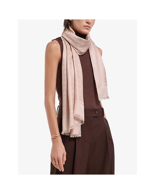 BVLGARI Pink Lettere Maxi Light Silk Stole Scarf