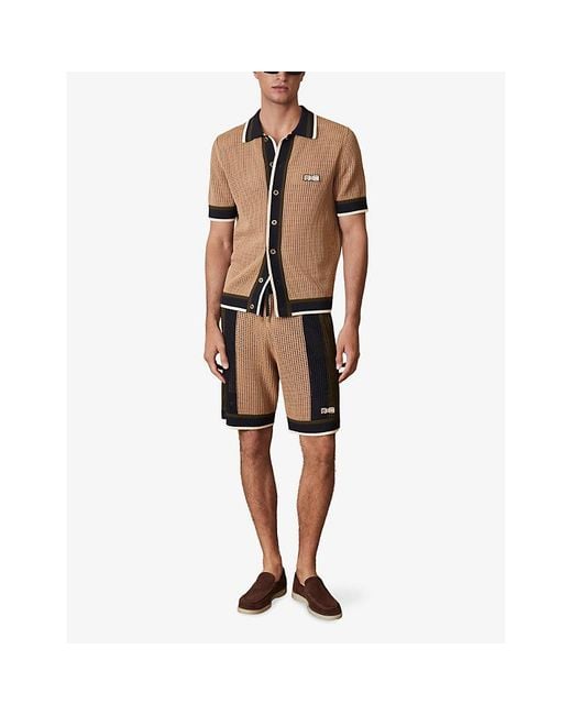 Reiss Brown X Ché Crusoe Crochet-Knit Shirt for men