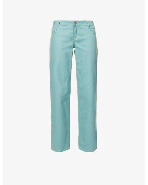 Miaou Atlas Straight-leg Mid-rise Cotton-blend Trousers in Slate (Blue ...