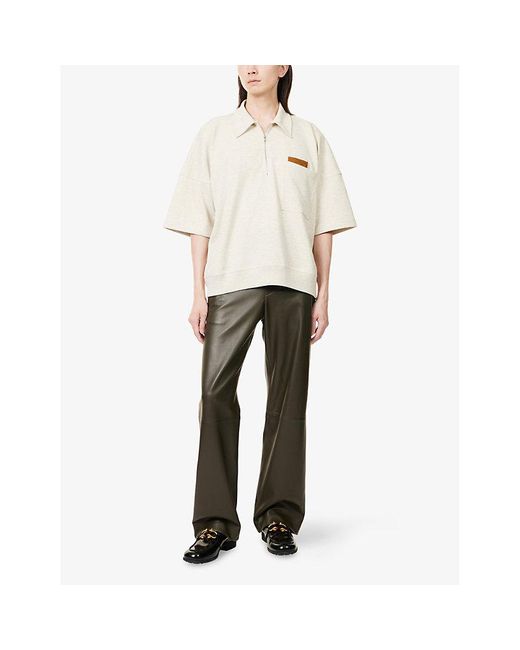 Bottega Veneta White Melange Intrecciato Cotton Polo Sweatshirt for men