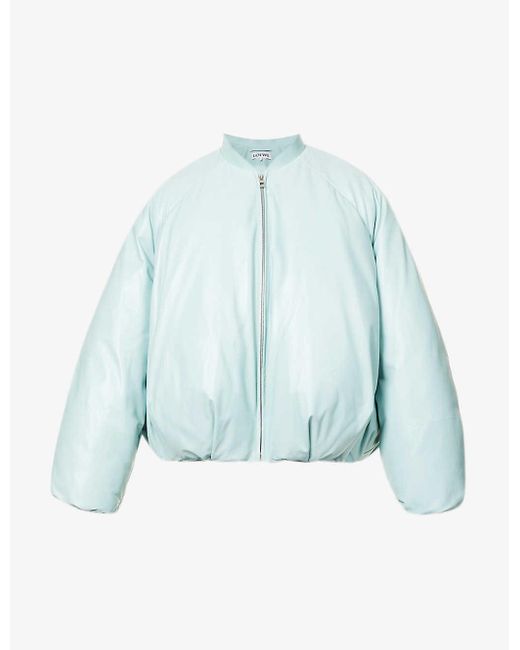 Loewe Padded Boxy-fit Leather Bomber Jacket in Blue for Men | Lyst UK