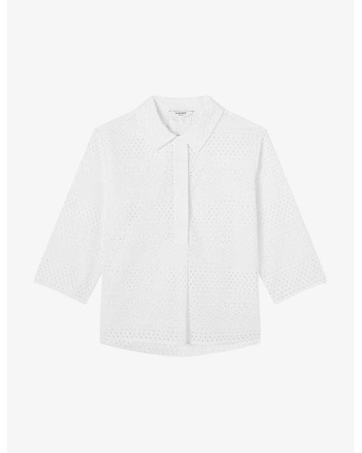 L.K.Bennett White Edie Broderie-anglaise Cotton Shirt