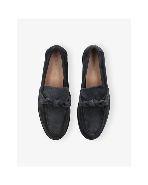 Bottega Veneta Black Astaire Knot Suede Loafers for men