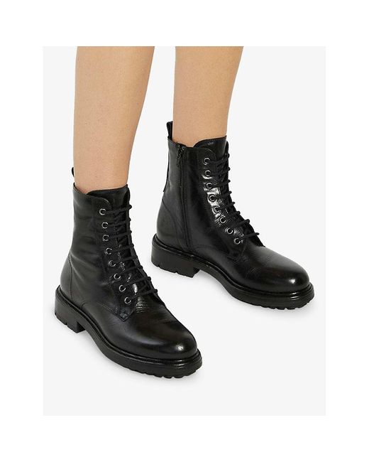 Dune Black Patley Leather Ankle Boots