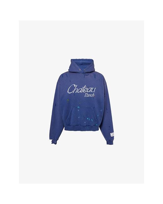 GALLERY DEPT. Blue Chateau Ranch Distressed Cotton-Jersey Hoodie for men