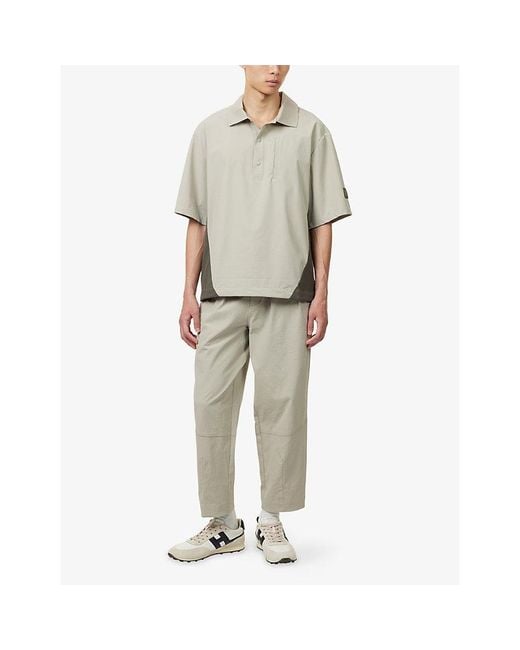 Manors White Shooter Branded Stretch-Woven Polo Shirt for men
