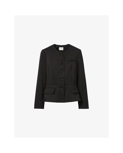 Claudie Pierlot Black Round-Neck Slim-Fit Satin Jacket