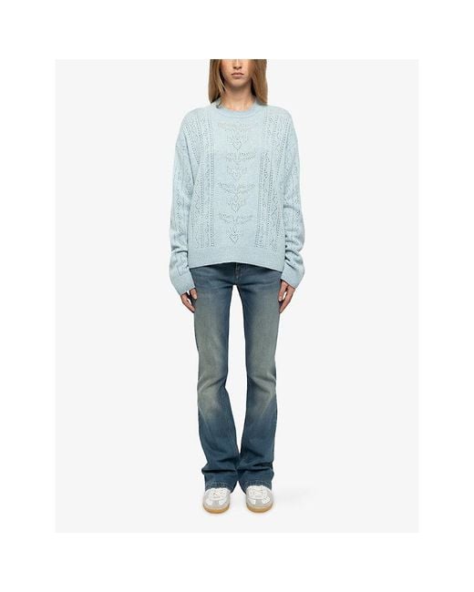 Zadig & Voltaire Blue Markuz Pointelle-Knit Wool And Cashmere-Blend Jumper
