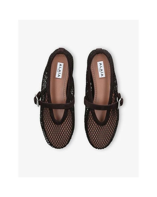 Alaïa Black Ballerina Mesh And Suede Ballet Flats